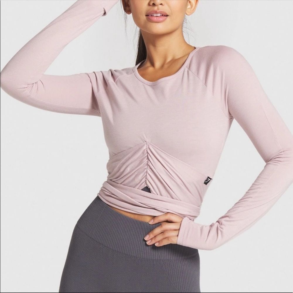 Gymshark wrap long sleeve cropped top size S